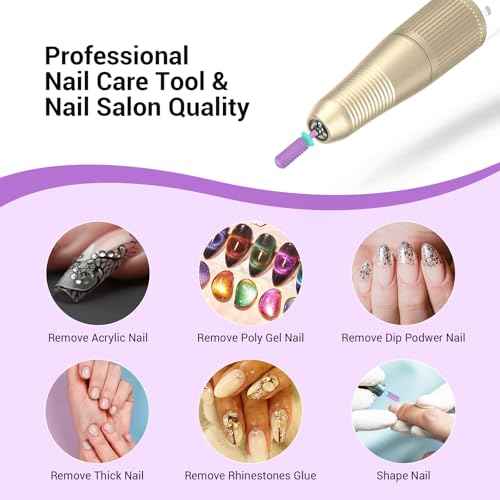 MelodySusie Safety Nail Drill Bits, 3/32'' Smooth Round Top Small Barrel Carbide Bits, Fast Remove Acrylic or Hard Gel for Manicure Pedicure Salon Professional or Beginner, Purple, Coarse