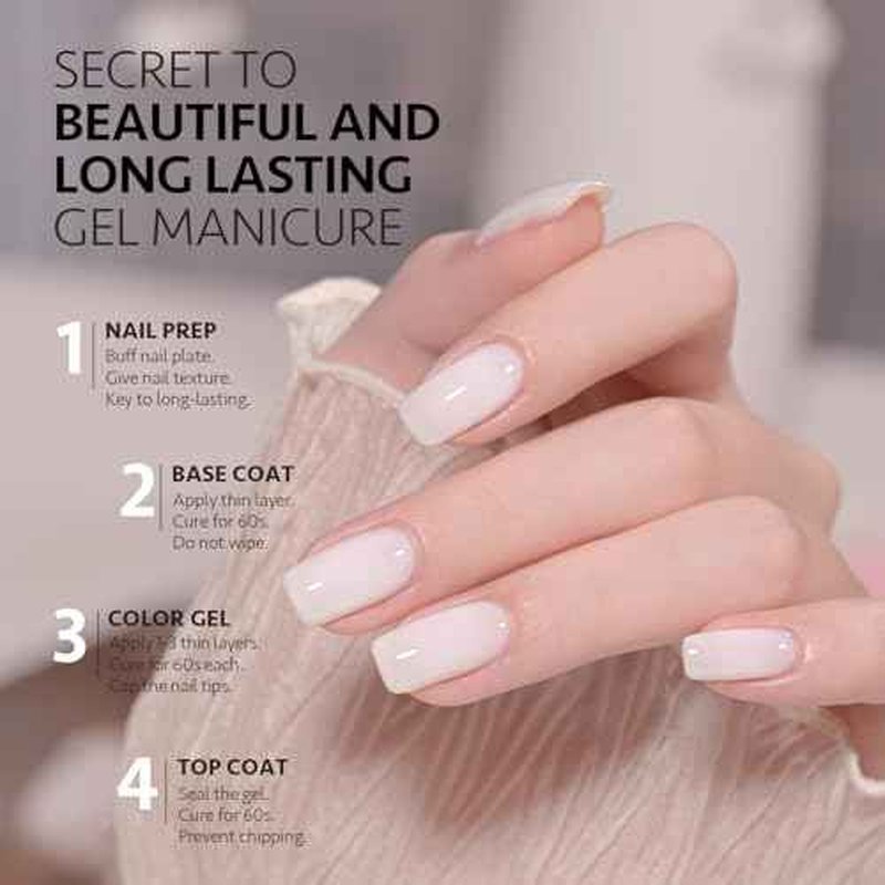 GAOY Sheer Light Pink Gel Nail Polish, 16ml 2 Colors 1352 1482 Jelly Milky White Translucent Soak Off UV Gel Polish Set for Nail Art DIY Manicure at Home, Milky Pink