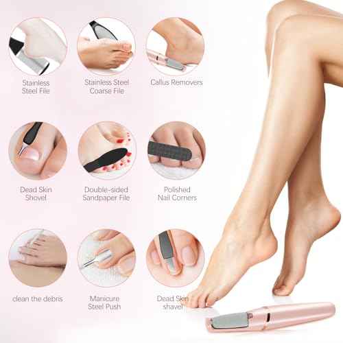Electric Callus Removers for Feet, Haootadiy Electric Foot Callus Remover Pedicure Kits Rechargeable with12 in 1, Removes Dry Skin for Smoother Feet, Foot Care for Dead Skin Ideal Gift