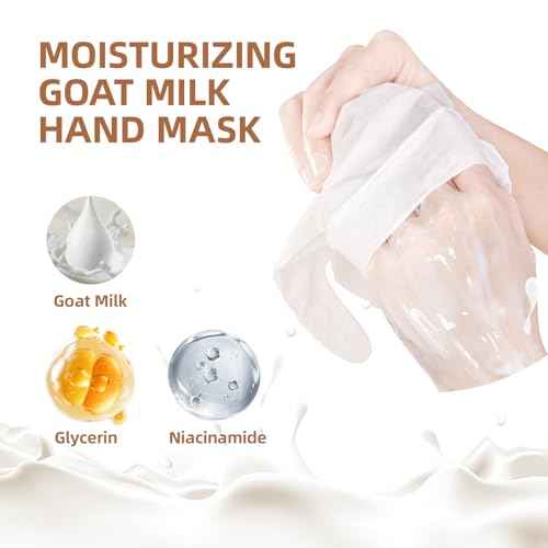 Mositurizing Hand Masks with Goat Milk,Hydrating Hand Glove for Dry Cracked Hands, Home Spa Hand Mask Gloves for Soft and Smooth Touch Skin£¨6Pack£©