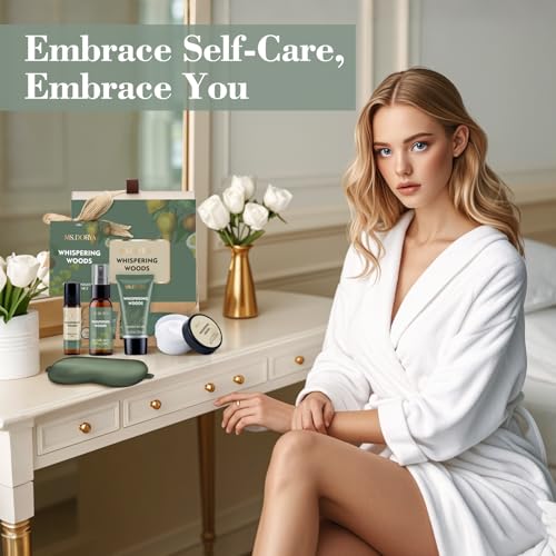 Spa Gift Baskets for Women - Christmas Gifts for Women Mom Wife, 5 Pcs Relaxing Self Care Gifts Set, Ideal Birthday Anniversary Gifts for Her Sister Girlfriends Daughter at Home Bedroom