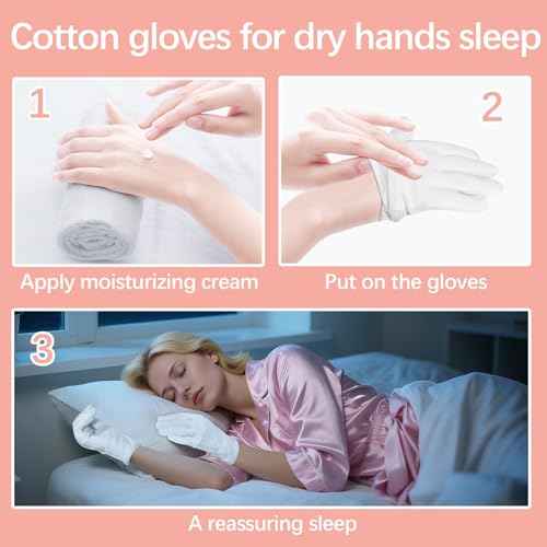 36 Pcs White Cotton Gloves for Dry Hands Sleeping, Men&Women Soft Sleep Gloves for Eczema and Moisturizing Overnight, Stretchable SPA Glove Costume for Coin Jewelry Inspection, Art handling, Halloween