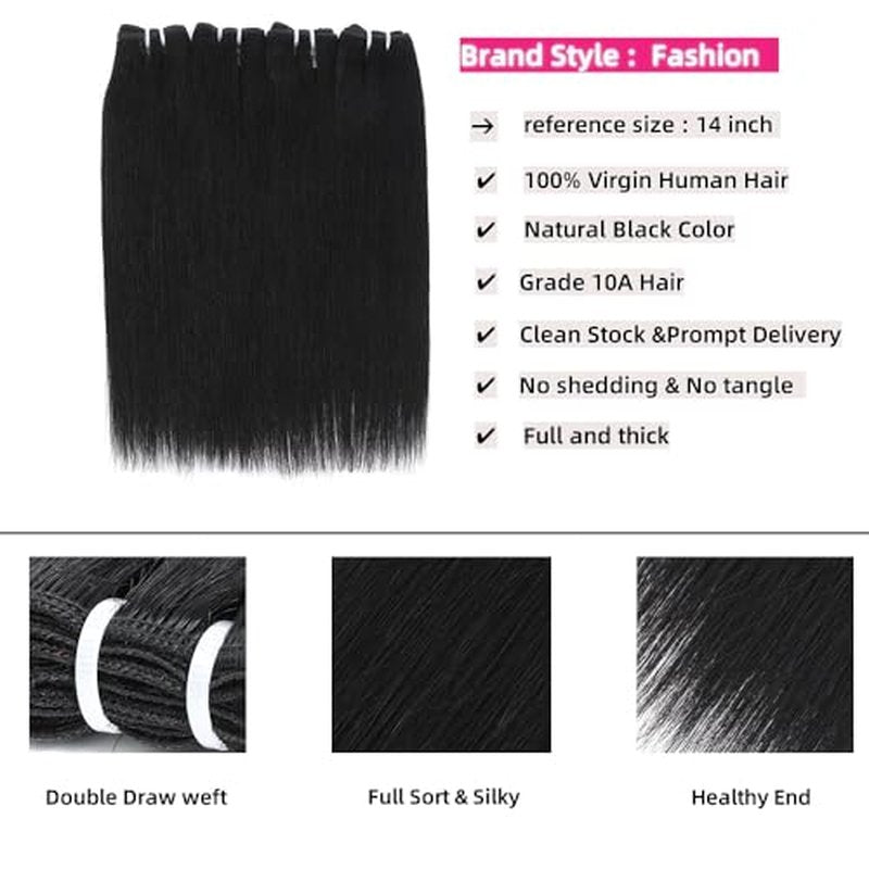 10 inch 12 inch short hair bundles 10A Brazilian Straight Virgin Hair 4 Bundles Straight Hair 100% Unprocessed Straight Human Hair