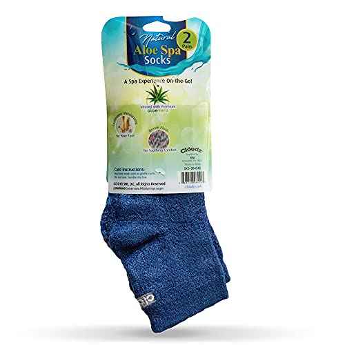 Cloudz - (2 Pairs! Dreamy Blue Soft Plush Natural Aloe Vera Spa Socks - (Assorted Solid & Patterned)