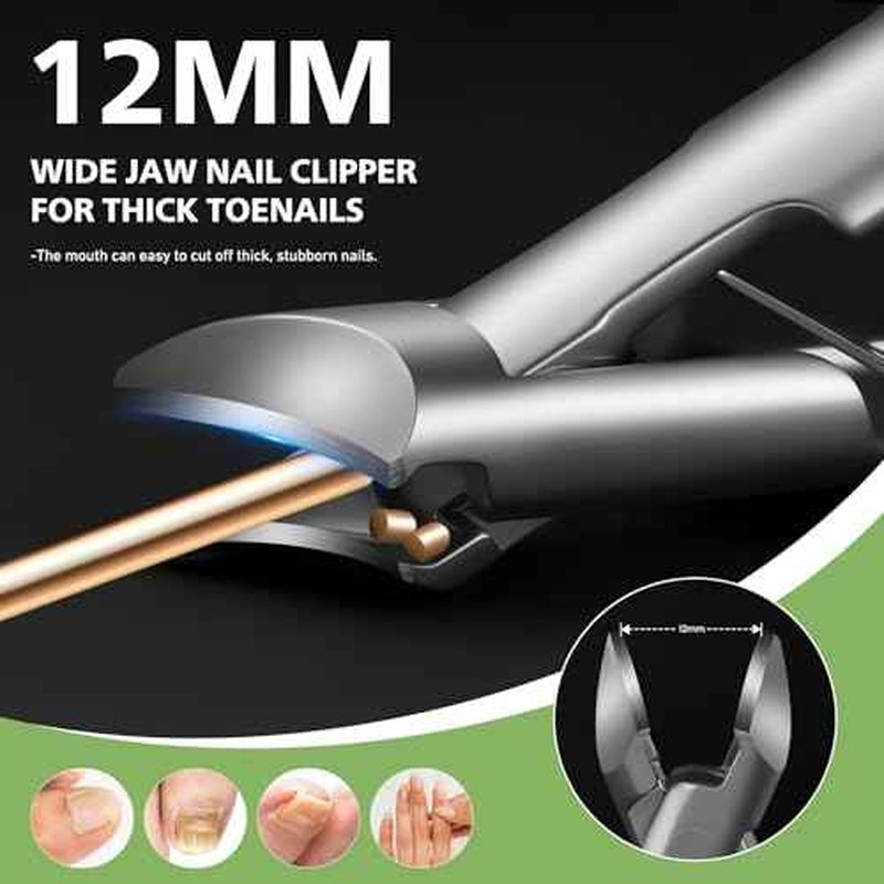 BALUCA Slanted Blade Ingrown Toenail Clippers for Thick Toenails, Angled Large Toe Nail Fingernail Cutter Trimmer for Seniors and Men - Silver