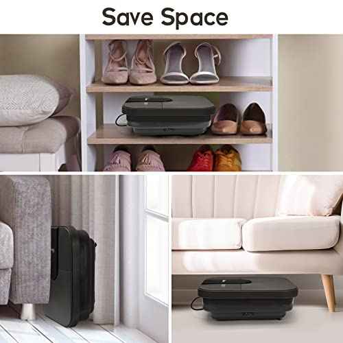 Beinilai Collapsible Foot Spa,Foot Bath with Heat and Massage and Bubble Jets,Foot Soak Tub with Six Non Motorized Rollers,Acupressure Massage Points,Red Light and Removable Pumice Stone