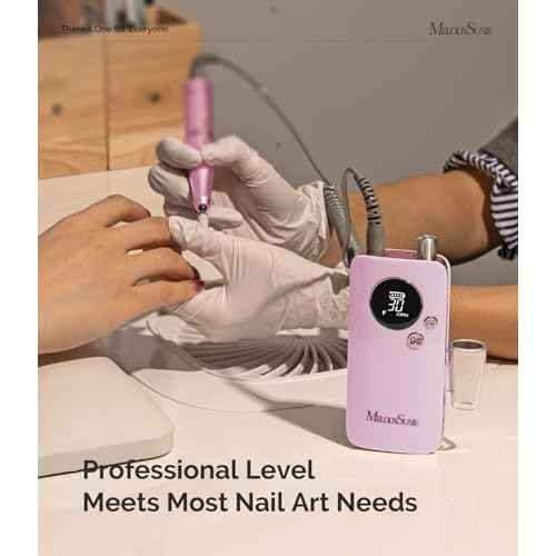 MelodySusie Professional 30000RPM Nail Drill, SC320F Cordless Clip-on Nail File with Drill Bits & Sanding Bands, Rechargeable Electric Efile for Acrylic Nails, Gel Polish Removal at Home Salon