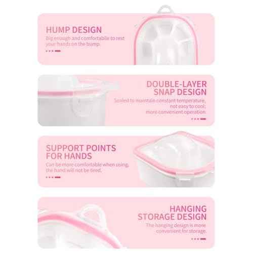 Nail Soaking Bowl, 2PCS Soak Off Gel Polish Dip Powder Remover Manicure Bowl with Triangle Cuticle Peeler and Stainless Steel Cuticle Pusher Nail Art Tool (Pink)