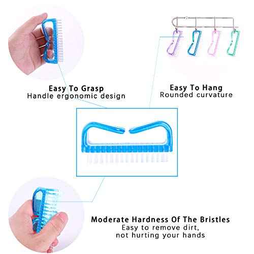 6 Pack Handle Grip Nail Cleaning Brush, Qeedy Fingernail Brush Cleaner Scrub Brush Kit for Toes Shower and Women & Men & Kids (Color A)