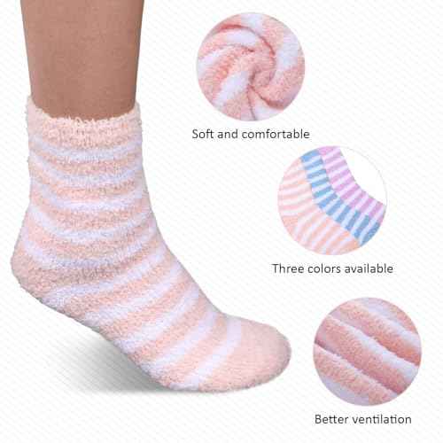 3 Pairs Aloe Socks, Aloe Infused Socks for Women, Fuzzy Moisturizing Socks, Spa Socks for Men, Lotion Socks Heel Socks for Dry Cracked Feet Women, Gel Socks Sleep Socks