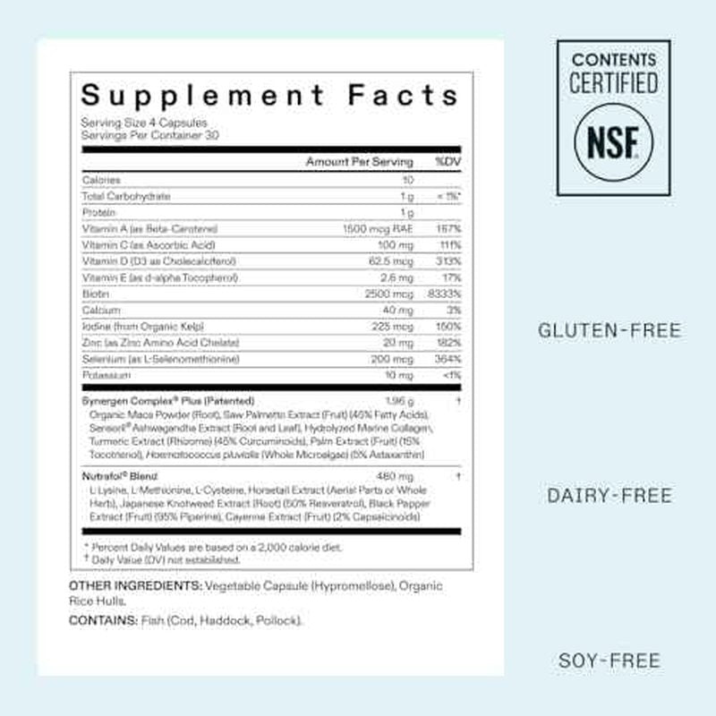 Nutrafol Women's Balance Hair Growth Supplement with Collagen Peptides, Ages 45+, Clinically Tested for Stronger, Visibly Thicker Hair, Dermatologist Recommended - 1 Month Supply, 12 oz Bottle