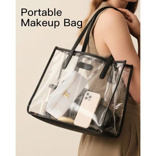 Vlando Travel Makeup Bag,Small Makeup Pouch Cosmetic Bag for Women Makeup Organizer Bag Gifts for Women Girlfriend Teacher Mom Brithday Gifts-White