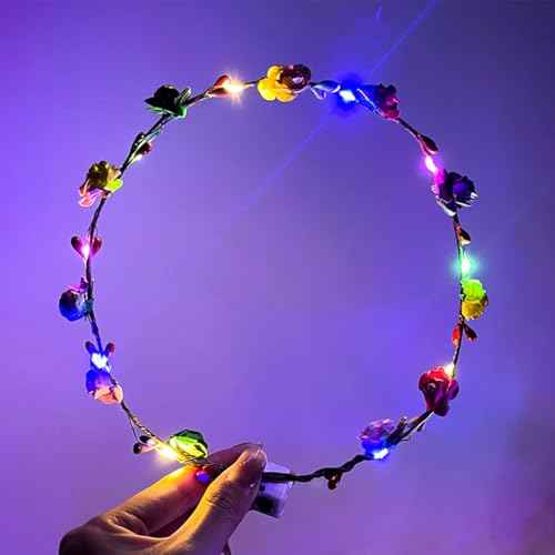 Light Up Flower Crown Headband, Glow in the Dark - for Parties, Weddings, Cosplay Events, and Festive Occasions
