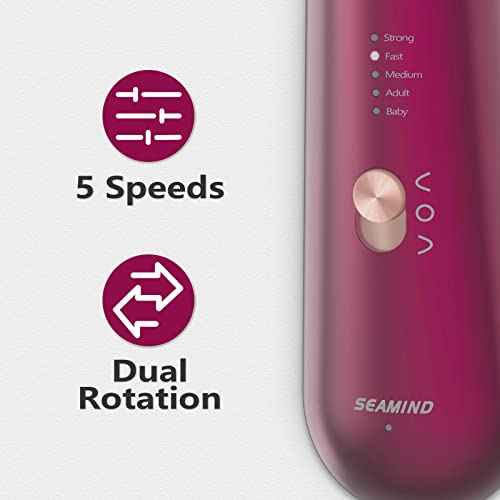 Professional Manicure Pedicure Set - Cordless Electric Foot Nail Care Trimmer Buffer Tools - 5 Speeds, Rechargeable, Thick Nails (Red)