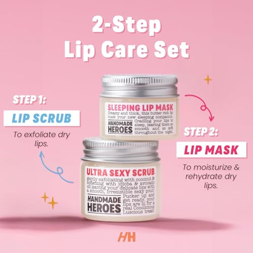 100% Natural Lip Scrub Vegan Conditioning Coconut Lip Exfoliator Gentle Exfoliant Sugar Lip Polish and Lip Exfoliator Scrubber for Chapped and Dry Lips (Lip Scrub and Mask Gift Set)