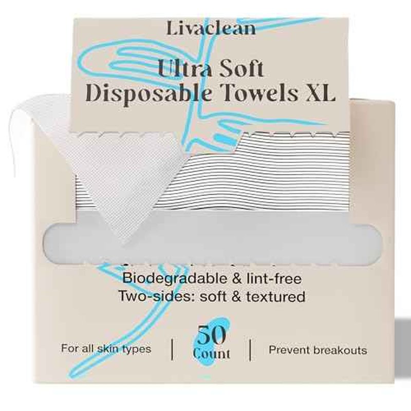 50 CT Face Cloths for Washing Face ? Biodegradable Viscose Disposable Face Towel ? Ultra Absorbent Clean Towels Wipes for Skincare & Makeup Removal ? Lint-Free Facial Towelettes for Sensitive Skin