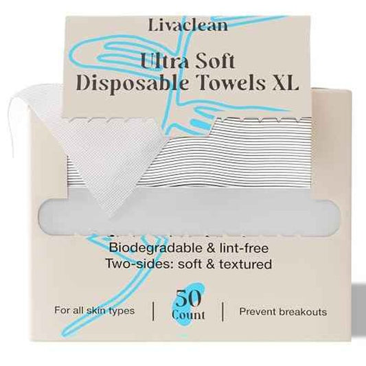 50 CT Face Cloths for Washing Face ? Biodegradable Viscose Disposable Face Towel ? Ultra Absorbent Clean Towels Wipes for Skincare & Makeup Removal ? Lint-Free Facial Towelettes for Sensitive Skin