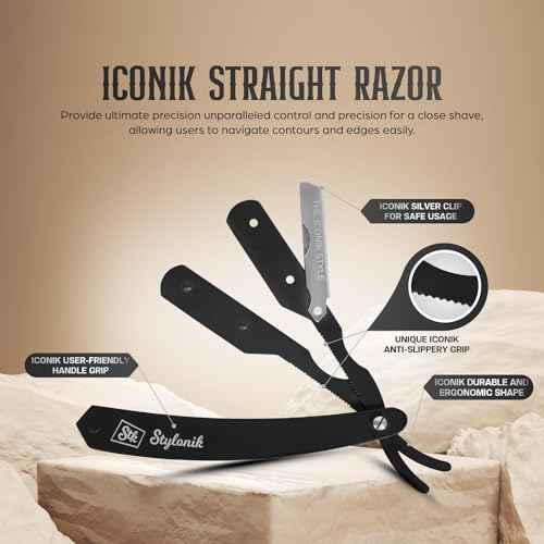 Professional Straight Edge Barber Razor ? 60 Single/30 Double-Sided Stainless Steel Blades for Men & Women, with Leather Case (Silver)