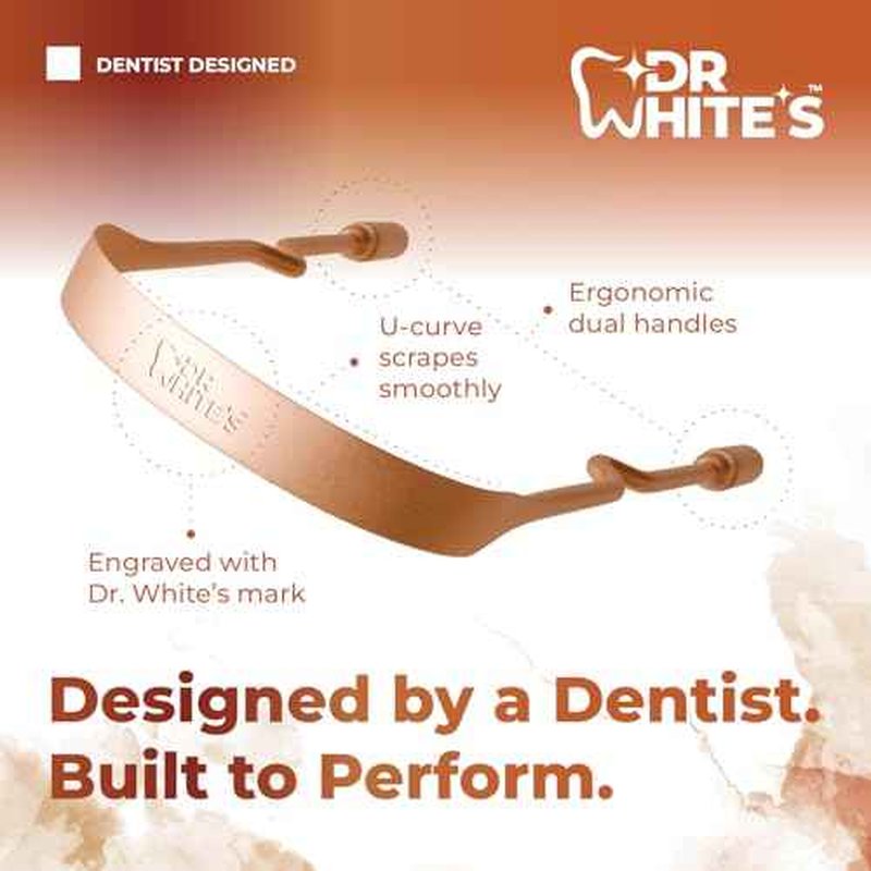Dr. White¡¯s Copper Tongue Cleaner ? Dentist-Formulated Dual-Grip Design for Fresh Breath & Everyday Oral Detox ? 100% Forged Copper, For Adults & Kids, Rust-Resistant, Built to Last