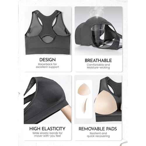 FITTIN Racerback Sports Bras for Women - Padded Seamless Support Bra for Yoga Gym Workout Fitness