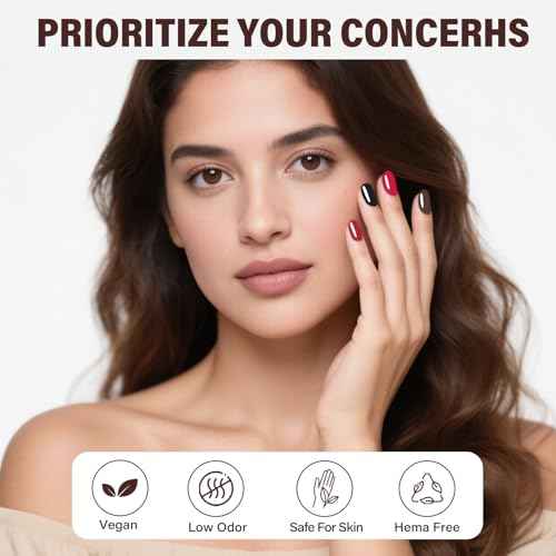 EBANKU 6 Pcs 15ML Red Gel Nail Polish Set- Dark Red Burgundy Gel Polish Same Color Same Bottle Soak Off Gel Polish Kit Nail Art Manicure Christmas Gifts for Women (Dark Red White Black Brown)