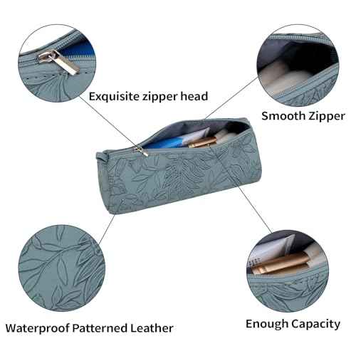 2pcs Set PU Leather Cosmetic Bag for Women - Floral Makeup Bag Portable Storage Purse for Makeup (Z-Blue-2 Case)