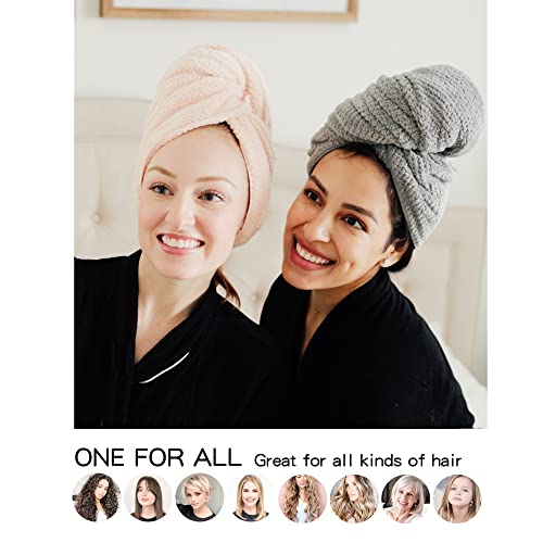 2 Packs Large Microfiber Hair Towels for Women, Super Absorbent & Quick Dry Hair Towel Wrap for Curly Hair Long & Short Hair- Anti-Frizz Hair Turbans for Wet Hair - 27.5''*39.4''