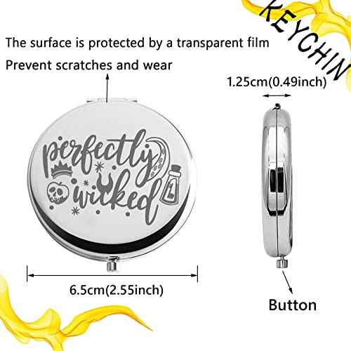 KEYCHIN Villains Movie Pocket Mirror Evil Queen Fans Gifts Perfectly Wicked Halloween Compact Mirror for Women Girl Teenagers (Perfectly Wicked Mirror-S)