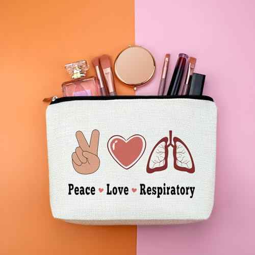 Respiratory Therapy Gift RT Worker Therapist Makeup Bag Respiratory Care Week Gifts Healthcare Worker Nurse Week Gift for Adult Employee Pulmonology Nurse Coworker Travel Pouch with Zipper