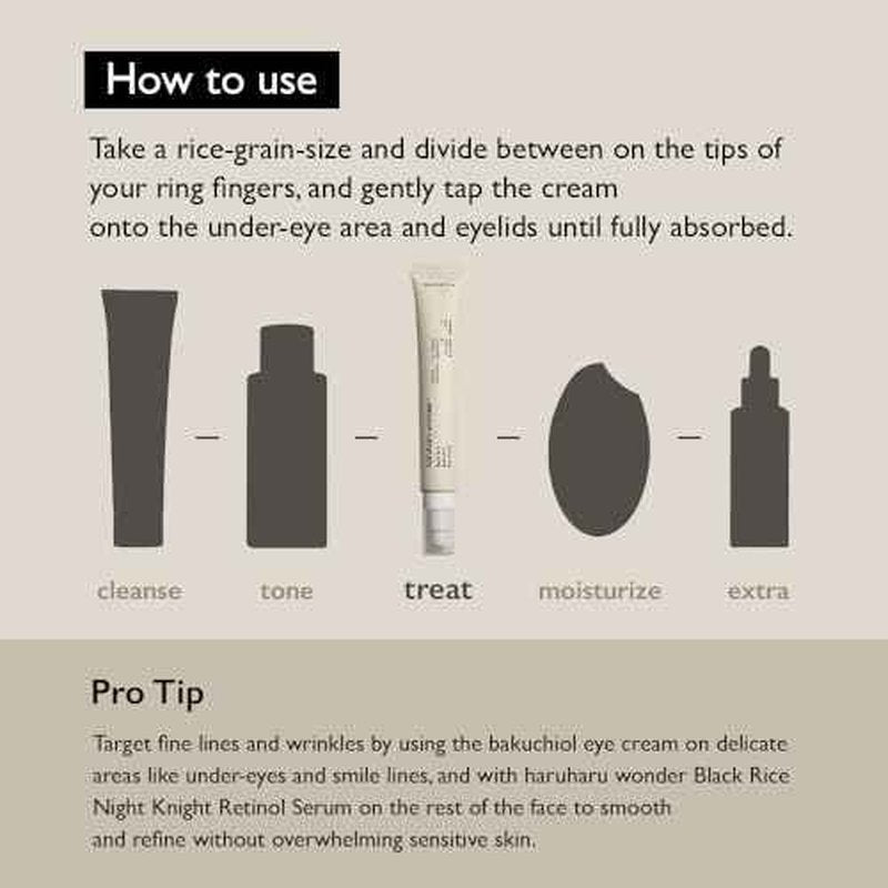 Haruharu Wonder Black Rice Bakuchiol Eye Cream 0.67 fl.oz / 20ml | Anti-Aging, Wrinkle Care, Natural Retinol Alternative | Cruelty Free, EWG-Green