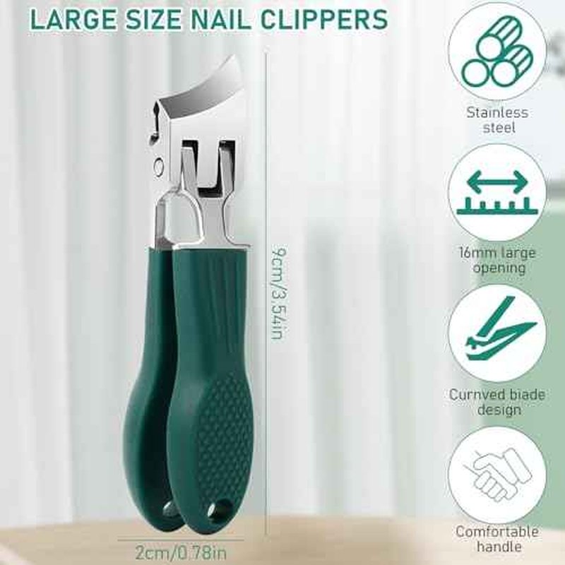 3Pcs Eagle Beak Beveled Nail Clippers,Wide Jaw Opening Anti-Splash Slanted Nail Clipper,Edge Nail Clippers,Long Handle Wide Jaw Opening Anti-Splash Slanted Nail Clipper for Men Women