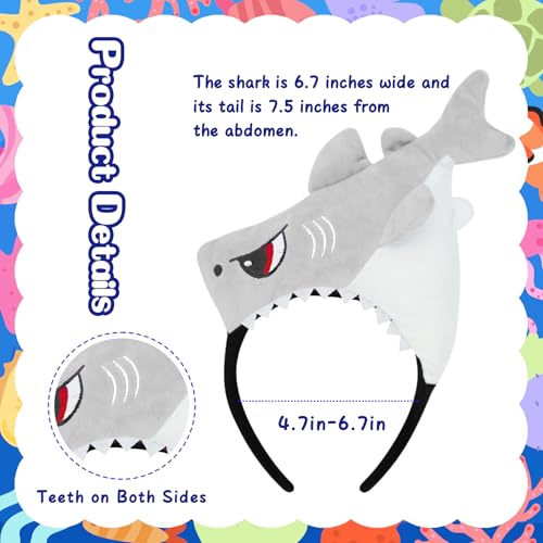 KHC-KHF Shark-Headband Funny-Hat Halloween Shark Funny Hairband Plush Headband Ocean Animal Costume Accessories Woman Man