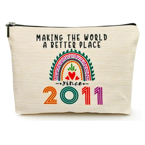 14 Year Old Girl Gift Ideas, 14th Birthday Gifts for Teenage Girls, Funny 2011 Birthday Decorations Makeup Bags for Sister, Daughter, Niece, Christmas, Best Cosmetic Travel Pouch for Teen Girls Stuff