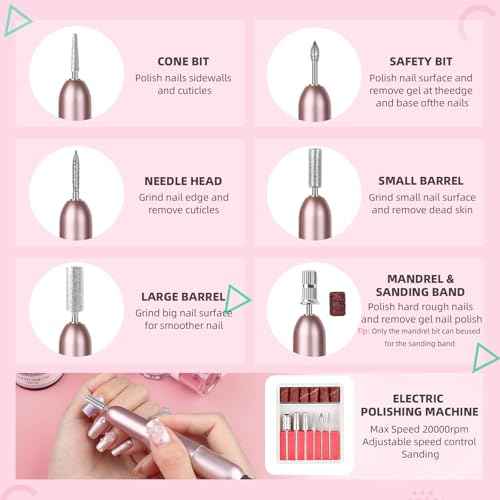 Major Dijit Acrylic Nail Kit with LED Lamp & Electric Drill - 12 Colors Acrylic Powder Monomer, Base/Top Coat, Tips/Glitter/Nail Charms | Nail Kit for Beginners with Everything