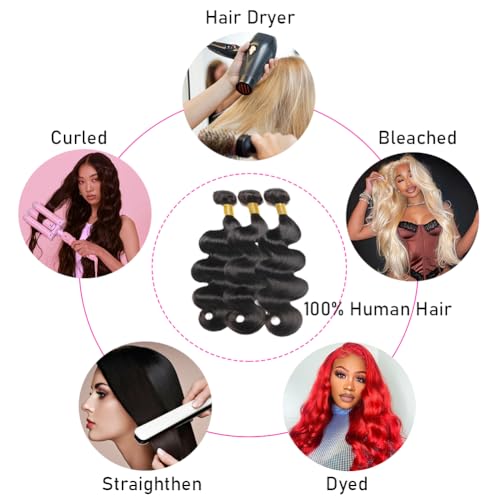 14A Human Hair Bundles 24 Inch Body Wave Bundles 100% Unprocessed Brazilian Virgin Hair 1 Bundle Body Wave Human Hair Extensions Quick Weave