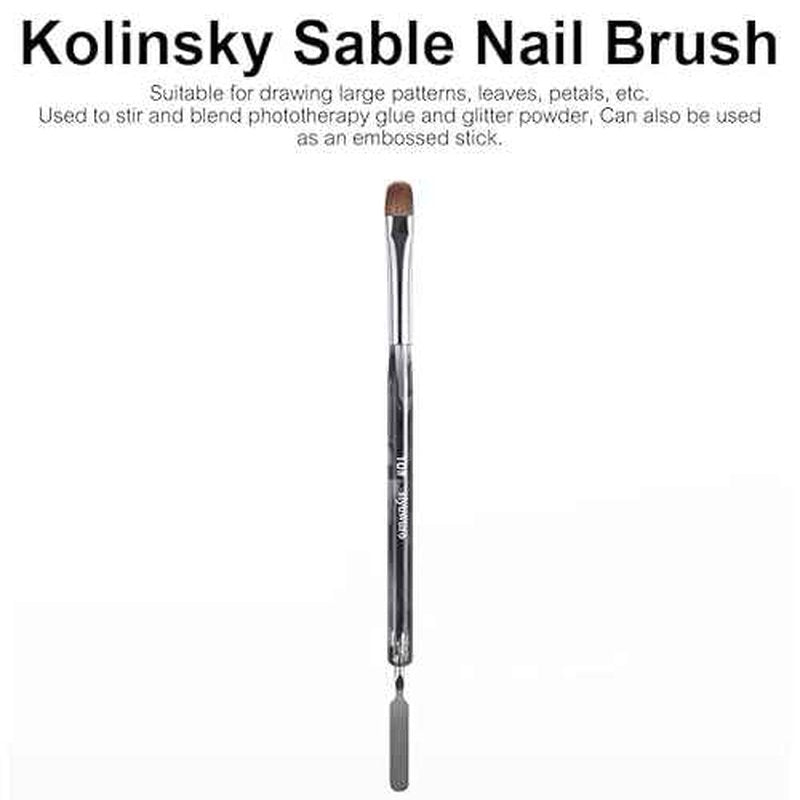 Kolinsky Sable Nail Brush French Nail Brush 2 Way Professional Gel Acrylic Nail Art Brush with Stirring Rod for French Manicure Cuticle Clean Up Nail Art Design Brush (10#)