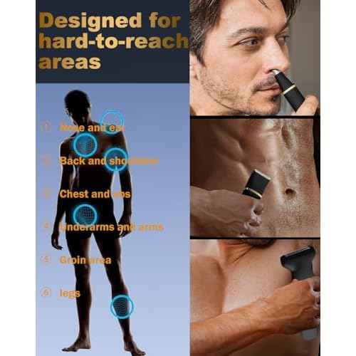 Body Hair Trimmer for Men, Manscape 3-in-1 Electric Razor Groin Groomer,IPX7 Waterproof Wet/Dry,Versatile Hair Trimmer for Ball/Beard/Nose,USB Rechargeable & Nose/Shaves Head,Christmas Gifts for Men