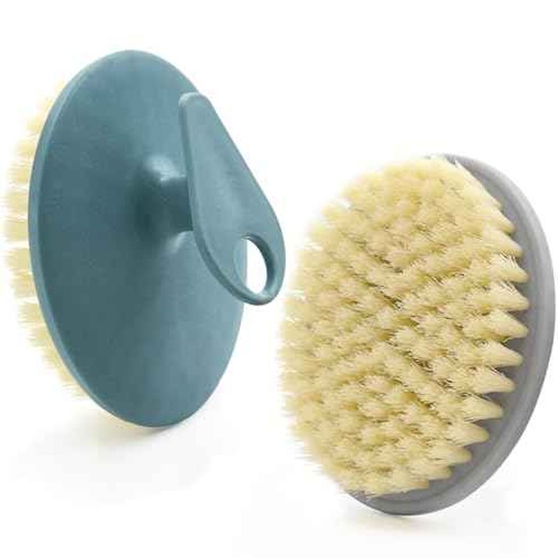 Body Scrubber 2 Pack, BEAUTAIL Gentle Exfoliating Shower Bath Brush, Soft Bristle Brushes for Sensitive Skin Women Men, Non-Slip Hand-Clip, Durable and Long Lasting (Blue+Gray)