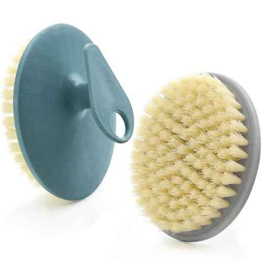 Body Scrubber 2 Pack, BEAUTAIL Gentle Exfoliating Shower Bath Brush, Soft Bristle Brushes for Sensitive Skin Women Men, Non-Slip Hand-Clip, Durable and Long Lasting (Blue+Gray)