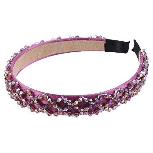 VOCOSTE Rhinestone Headbands, Sparkle Bling Headbands, Crystal Embellished Headband, Dark Purple Headband, Beaded Hairband, Hair Accessories for Women