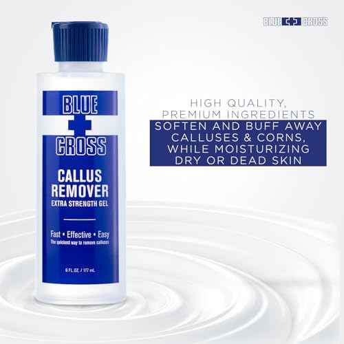 Blue Cross Callus Remover Gel for Feet or Heel, Extra Strength Professional Nail Care, File, Shaver, Scrubber & Pumice Stone Alternative for at Home Manicure/Pedicure Results, 6oz
