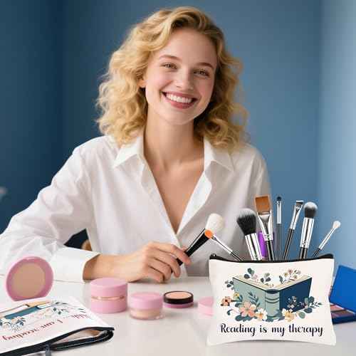 8 Pcs Book Lover Gifts for Women Bookish Gifts in Bulk Mothers Day, Birthday Christmas Gifts for Book Lovers Ideas Cute Bookworms Makeup Bag Makeup Pouch Cosmetic Bag for Librarians Gifts (Green)
