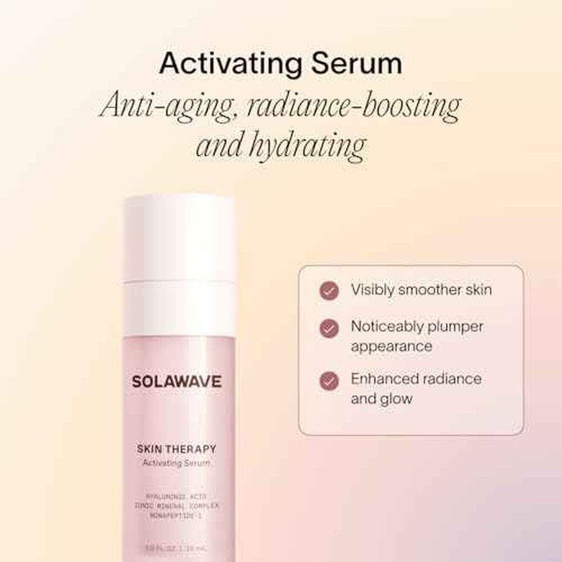 Solawave Wand Skin Therapy Activating Serum | Hyaluronic Acid and Peptides | Enhance Skincare Device Results | Hydrating Microcurrent Galvanic Current | Wrinkle Smoothing