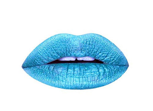 Aromi Metallic Liquid Lipstick - Bright Blue Smudge-Proof Color | Vegan, Long Wear, Shimmery Finish