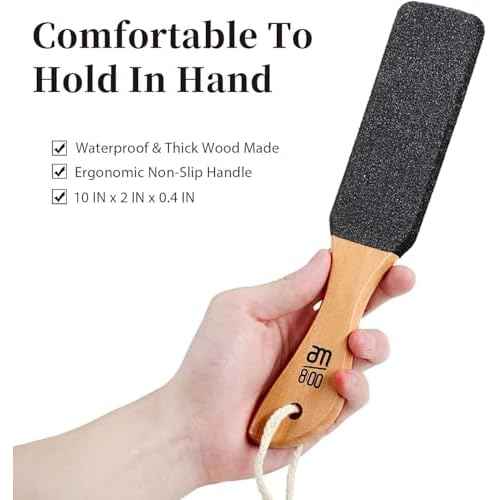 Pumice Stone Foot File (2-Pack), Wooden Handle Foot Scrubber & Callus Remover for Dry, Rough Skin and Corns Pedicure