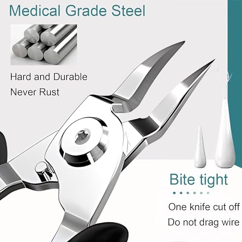 Ingrown Toenail Clippers(Upgrade), Steel Nail Clippers for Professional Podiatrist, Unique Long Handle Curved Blade Tool for Thick & Ingrown Nails, Suitable for Men, Women and Elderly-XIORRY