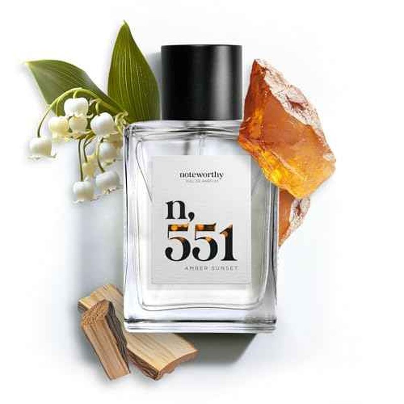 Noteworthy n,551 Amber Sunset Eau De Parfum ? Lily of the Valley, Amber, Sandalwood | Sophisticated, Warm Fragrance for Any Occasion | Long-lasting Unisex Perfume for Women & Men (100ml)