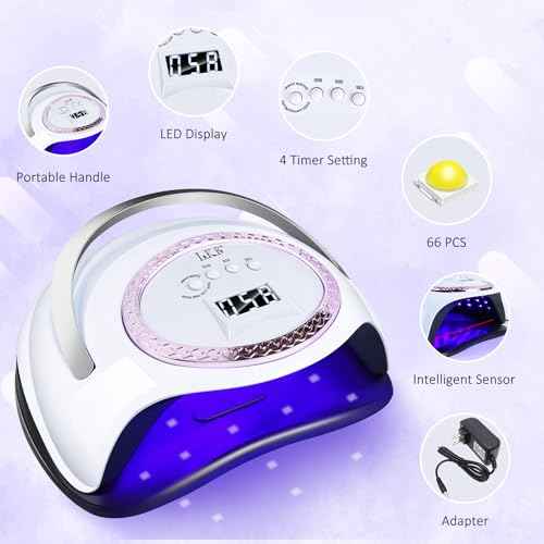 288W UV Nail Lamp, LKE UV Light for Gel Nails with 4Timers Professional UV Nail Light,LCD Display (Extra Medium)