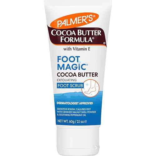 Palmer's Cocoa Butter Formula Foot Magic Exfoliating Foot Scrub with Vitamin E for Dry, Cracked Feet, Use with Foot Scrubber for Pedicure, 2.1 Ounce