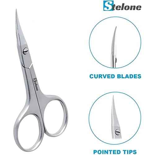 Multi Purpose Eyebrow Scissors Stainless Steel Curved Blade Cuticle Scissors for Manicure and Cosmetic, Brow Scissors for Facial Hair & Eyelash Trimming